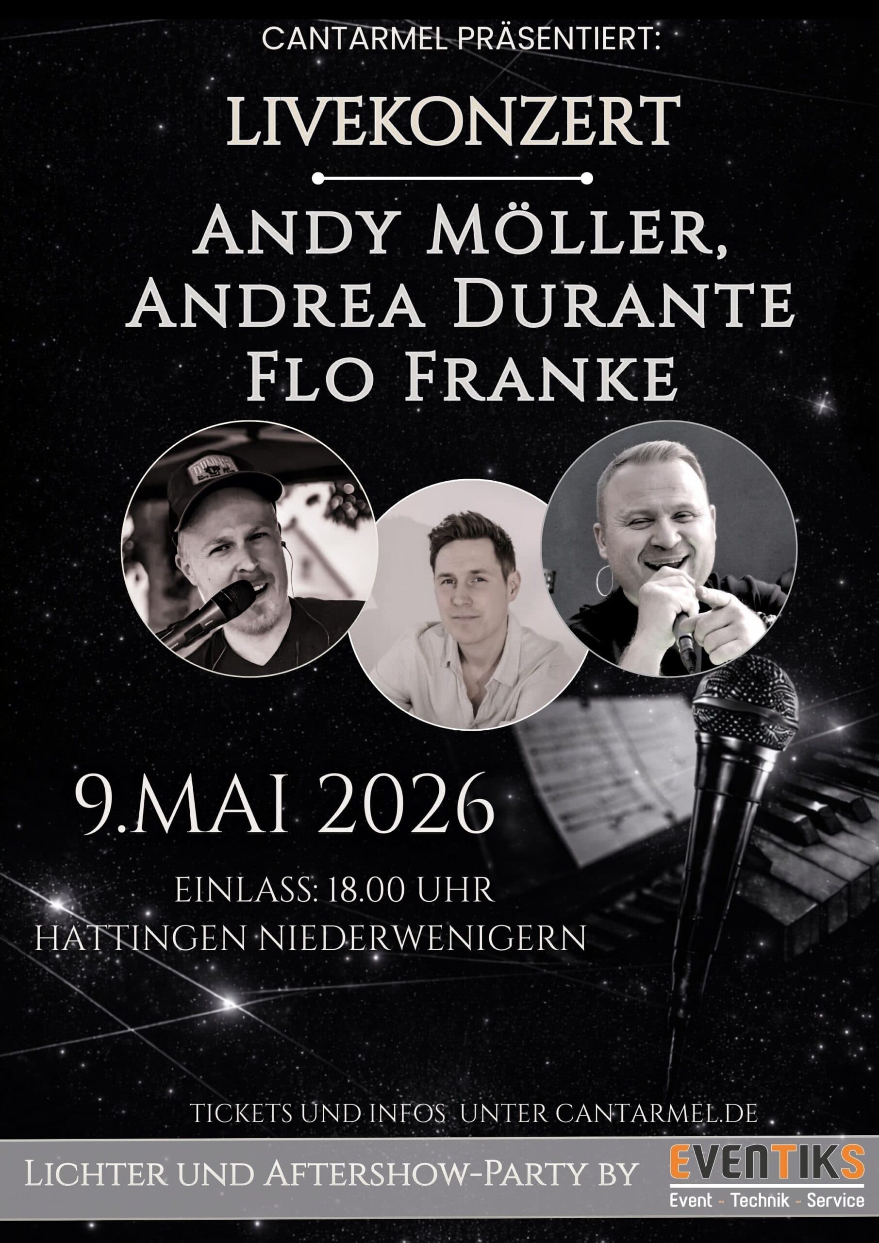 Poster: Live concert with Möller, Durante & Franke